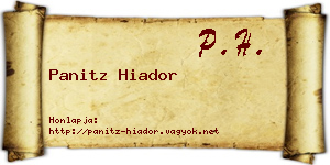 Panitz Hiador névjegykártya
